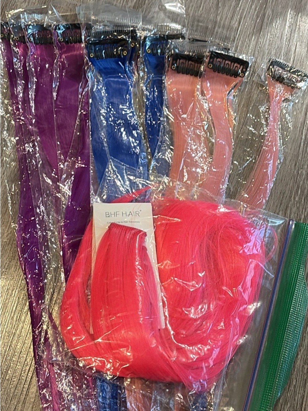 Clip-In Hair Extensions - Pink, Purple, Blue